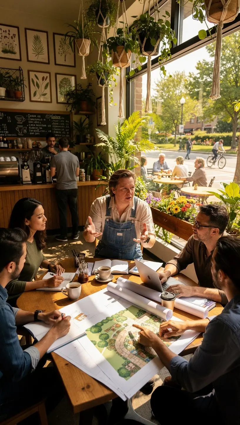 Integração de arte no design paisagístico moderno.